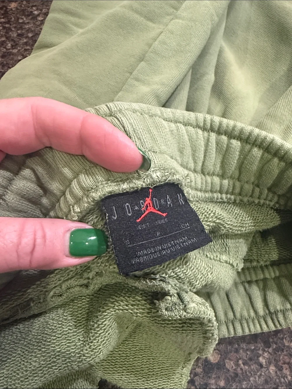 Men’s Air Jordan Olive Green Fleece Joggers - Comfortable Pull-On Pants